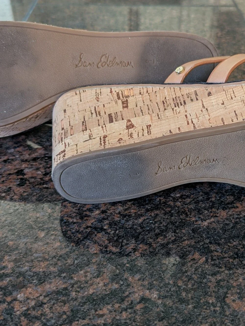 Sam Edelman Leather Stappy Sandal With Cork Wedge